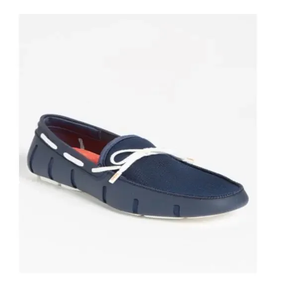 Swims Men's Braided‎ Lace Up Slip on Boat Shoes Loafers Blue