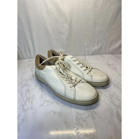 Ecco White Lace Up Leather Sneakers 11 M