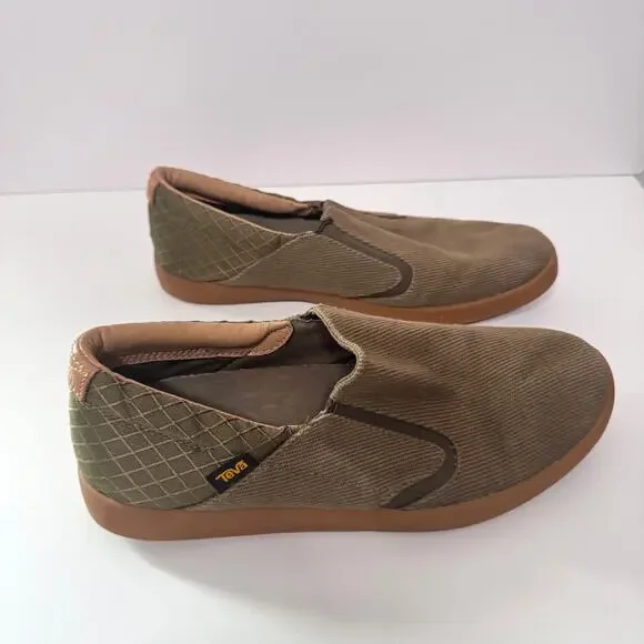 Teva Mens Sterling Slip On Casual Shoes Size 8 Canvas Classic Olive Green