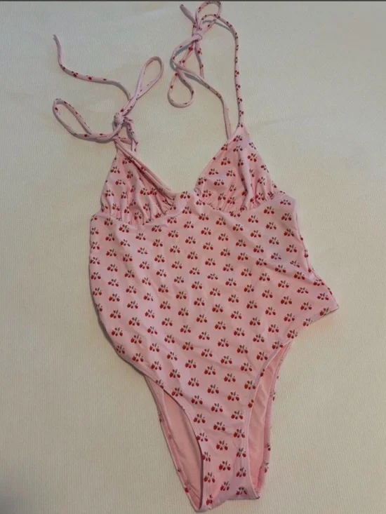Frankie's Bikinis Pink Cherry-Print One-Piece Swimsuit