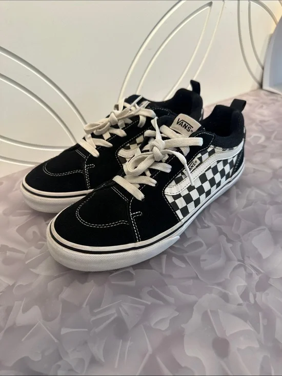 Vans Kids Black & White Checkerboard Skate Sneakers