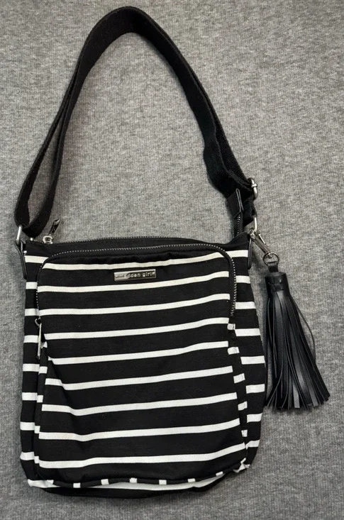 Madden Girl Black/ White Striped Crossbody Bag