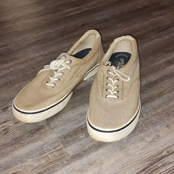 Sperry top sider tan canvas loafers Sz 11.5