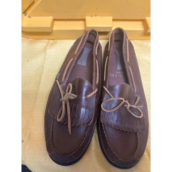Levi's Loafers Mens 12M Brown Excellent Vintage Leather Kiltie Fringe‎ Moccasin
