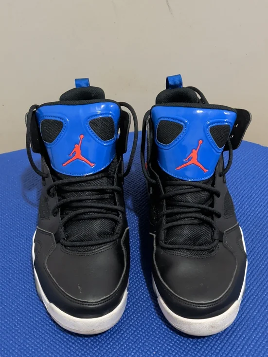 Jordan Kids Black and Blue High-Top Sneakers with Red Jumpman