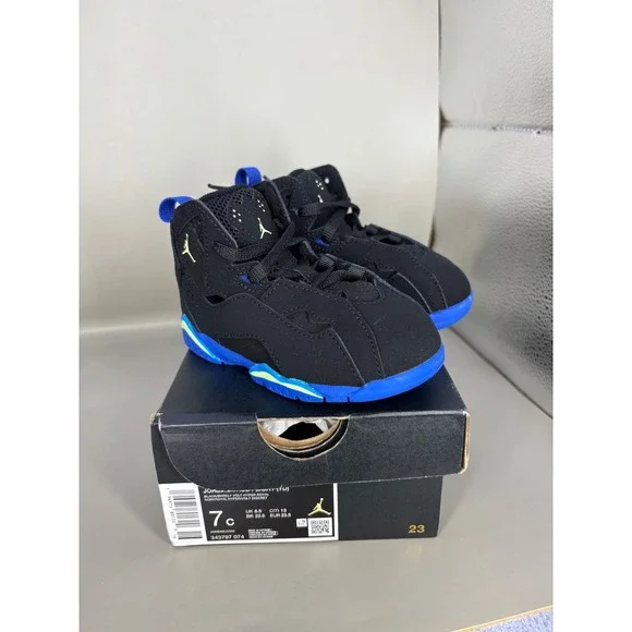 Jordan True Flight TD Black Hyper Royal Volt Toddler Sneakers 343797-074 7C