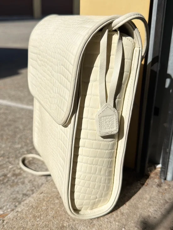 Vintage Anne Klein for Calderon Cream Croc Bag