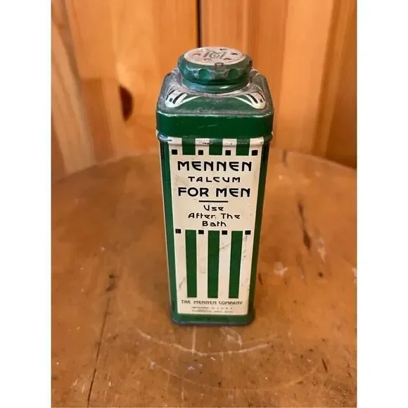 Antique Art Deco Mennen Talcum Powder After Bath Men￼Natural Advertising TIN (82
