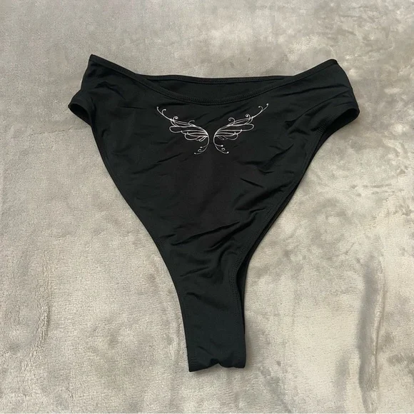 NEW Frankies Bikinis Victorias Secret butterfly Bikini Bottom Black 10759