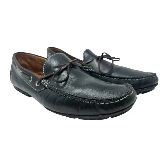Peter Millar Pebbled Leather Driver Moc Loafers Black Driving Shoes‎ Men's 9M
