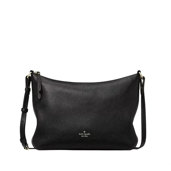 Kate Spade KP337 Black Pebbled Leather Crossbody Bag Gold Hardware New