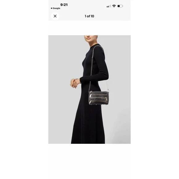 Rebecca Minkoff 5 Zip Black Leather Crossbody Bag RM17-MINI5ZIP