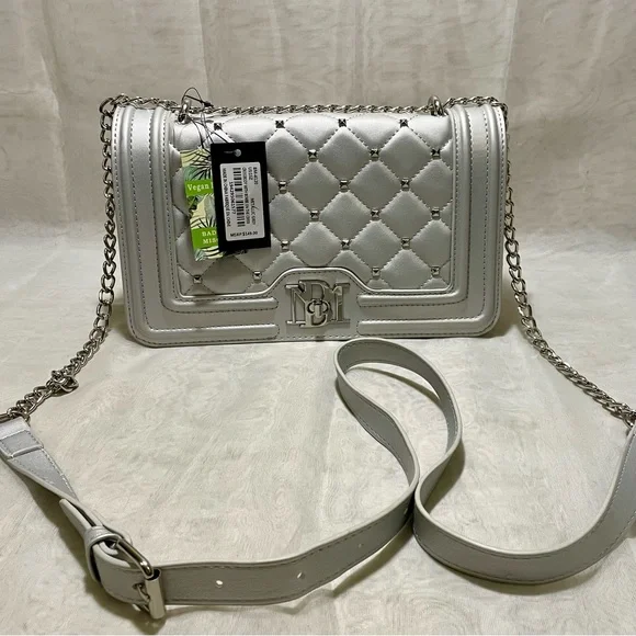 Badgley Mischka Metallic Silver Crossbody with Embellishments , NWT