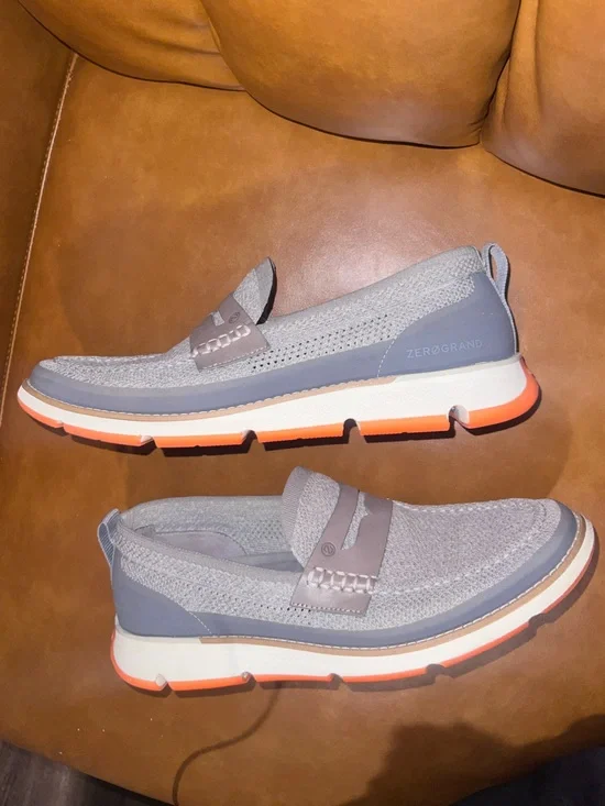 Cole Haan 4.ZERØGRAND Stitchlite Loafers gray leather penny strap men’s size 9M