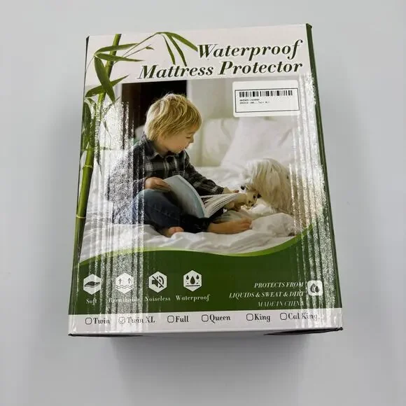 Twin XL Waterproof Mattress Protector Breathable Noiseless Cotton Blend NEW