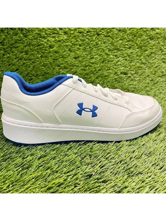Under Armour Official GS Boys Size 7Y White Tech Blue Athletic Shoes Sneakers