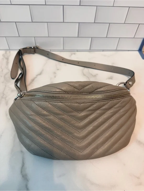 Rebecca Minkoff Edie Leather Taupe Quilted Leather Belt Bag