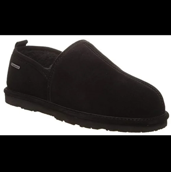 Bearpaw Maddox black suede men slippers slip on size 11