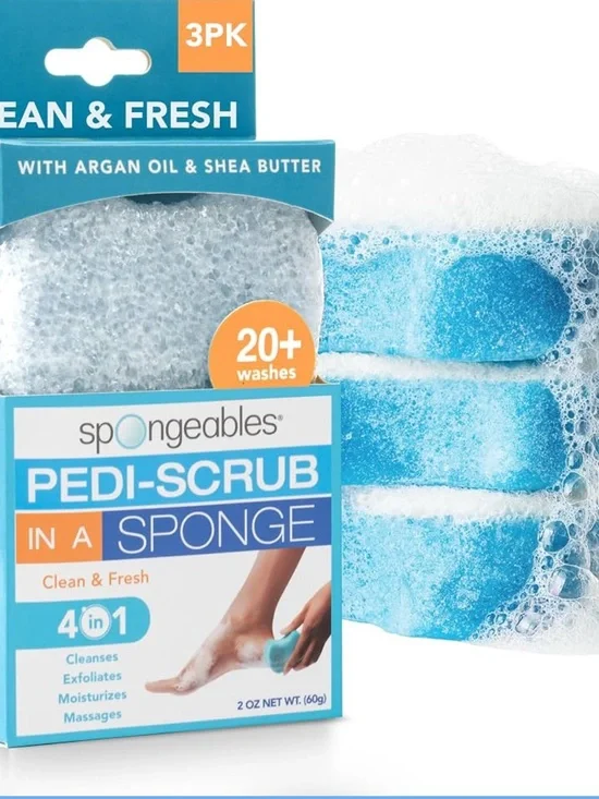 12x pack - SPONGABLES - Pedi-Scrub In A Sponge - NEW 20+ washes