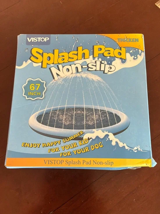 VISTOP 67” Splash Pad Non-Slip Sprinkler Mat – New in Box
