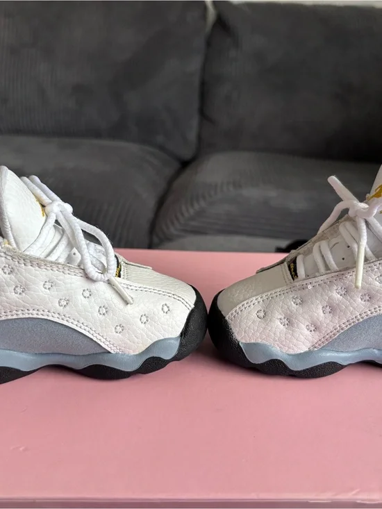 Jordan Kids White Floral-Embossed Sneakers with Black Soles