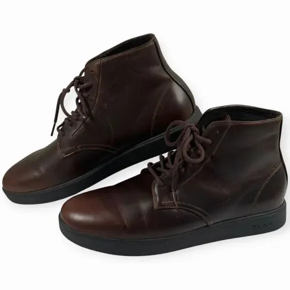 CLAE Los Angeles Gibson Hi Top Sneakers, Brown, Leather, Men's 10.5
