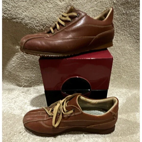 Italian Shoemakers Men’s Brown Leather Lace-Up Casual Sneakers Size 8.5