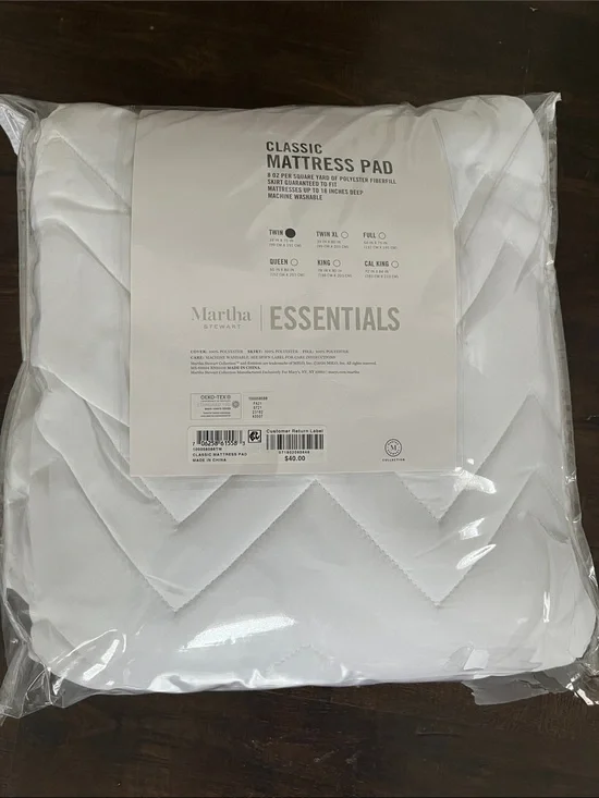 Martha Stewart White Quilted Classic Mattress Pad