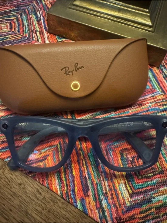 Ray-Ban Meta Blue Matte Wayfarer Eyeglasses with Brown Case