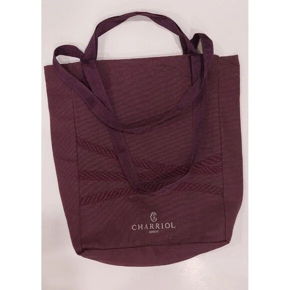 Charriol Geneve Purple Embroidered Heavy Double Canvas Duck Bag