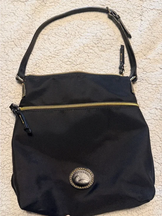Dooney & Bourke Black Nylon Crossbody with Gold Hardware