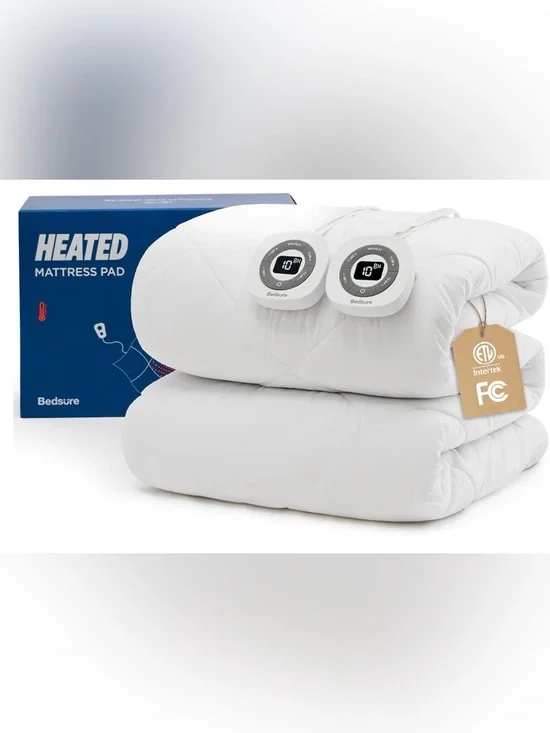 Queen Heated Mattress Pad - White