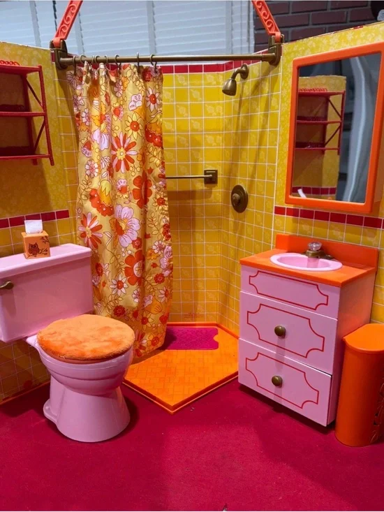 American Girl Julie’s Groovy Pink & Orange Kids Bath Playset