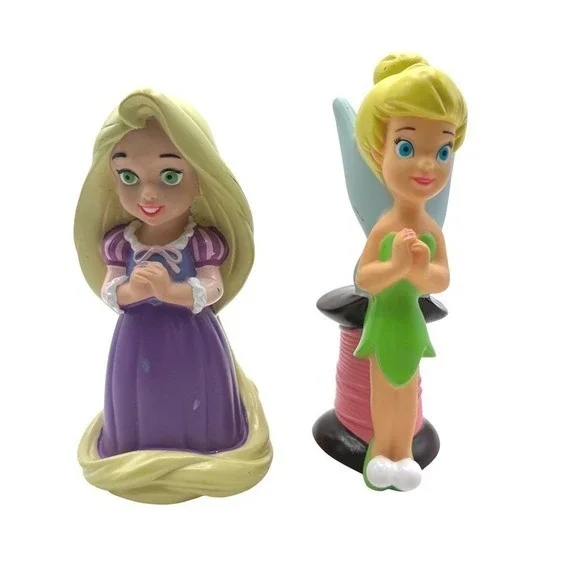 Disney Parks Princess Squeeze Bath‎ Toys Rapunzel Tangled & Tinker Bell Spool