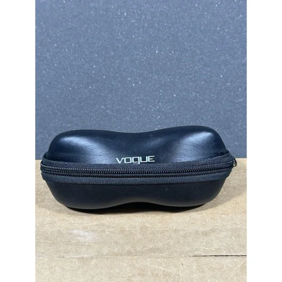 Vogue Semi-Hard Zipper Eyeglass/Sunglass Case Medium-Large Size BLACK Clamshell