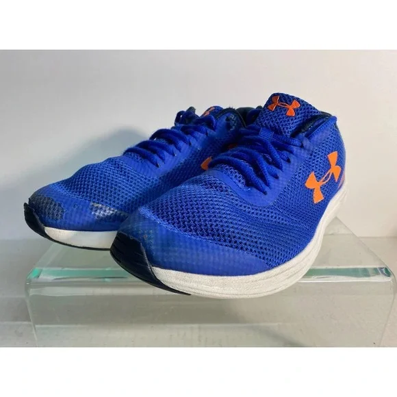 Under Armour Kids Blue Orange Mesh Running Shoes 3020470-400 Size 7Y