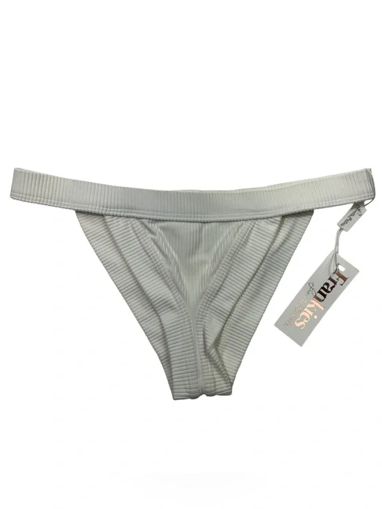 Frankies Bikinis Cole Solid White Ribbed Cheeky Bikini Bottom NWT NEW Medium M