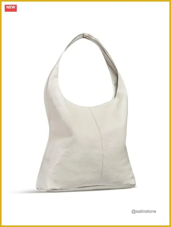Full-Grain Leather Hobo Handbag Large Slouchy Unlined Shoulder Bag