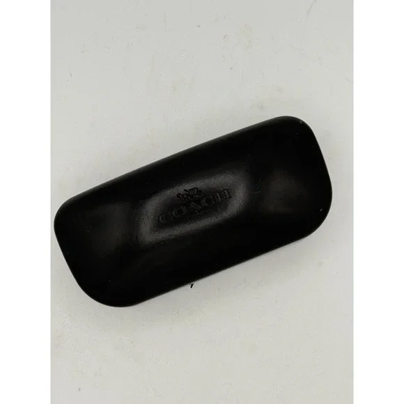 COACH EYEWEAR Large Black Faux Leather Hard Clamshell Wrap-Around Sunglass Case