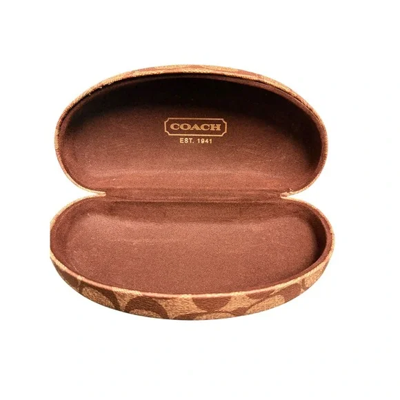Coach Signature Monogram Hard Eyeglass Sunglasses Case Brown Tan Logo