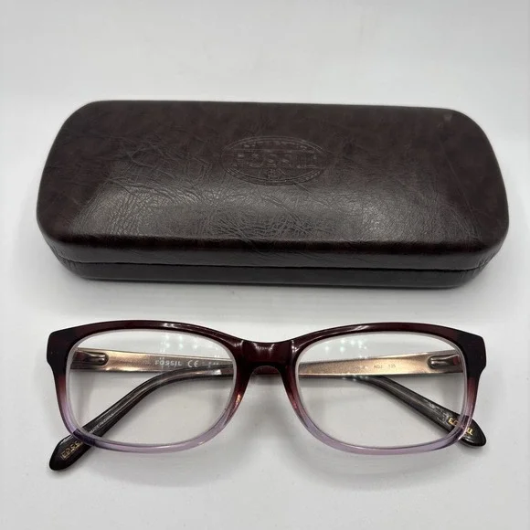 Fossil Eyeglasses Sammy AGJ Brown Violet Frames (51-16-135) w/case