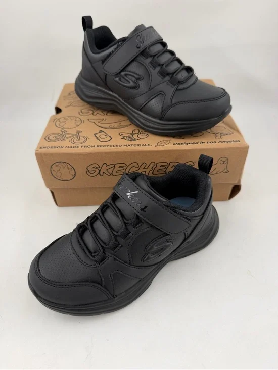 Skechers Kids' Black Athletic Sneakers -SZ 11.5- - Easy Hook & Loop Closure