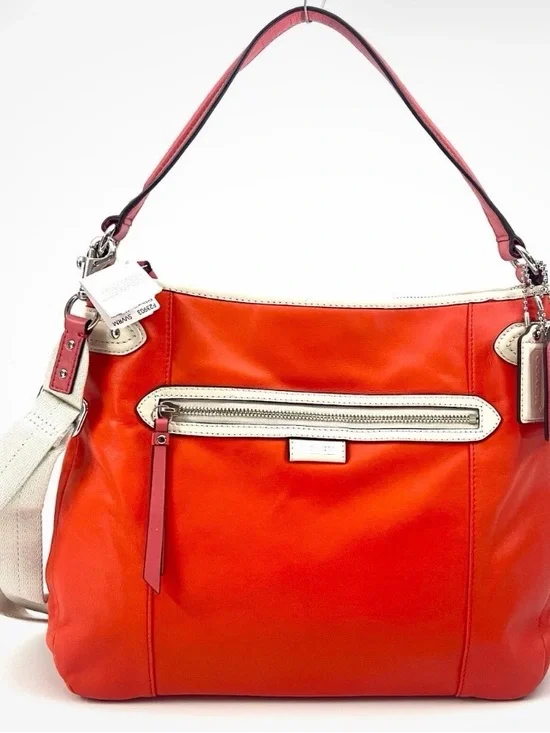 Coach Siasy Spectator Leather Hobo Vermillion Multicolor Shoulder Bag