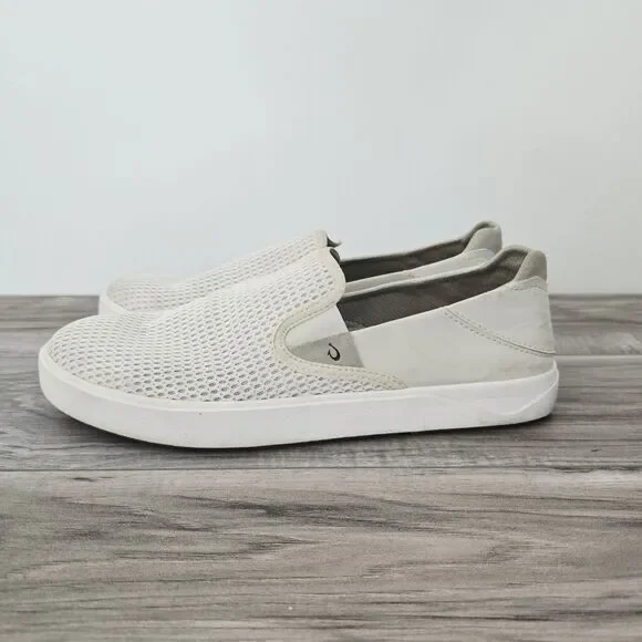 OluKai Lae'ahi Sneakers Men's Sz 11M Ivory Mesh Slip On Casual Comfort Shoes