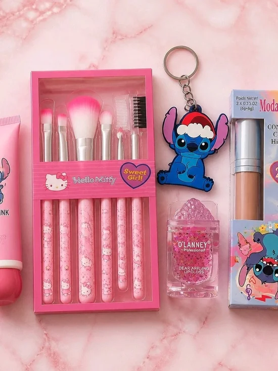 Hello Kitty Pink Kids Makeup Brush Set with Sweet Girl Design