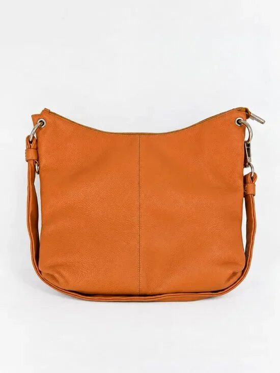 Roberta Firenze Italy Orange Pebbled Leather Hobo Shoulder Bag