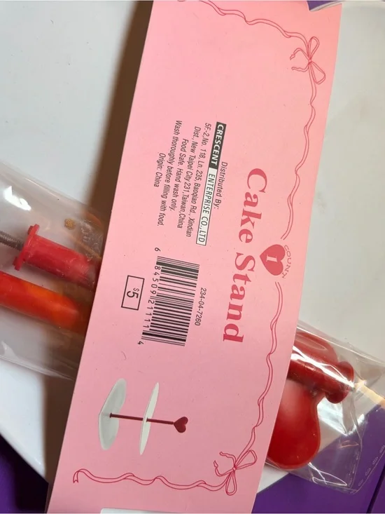 Crescent Kids Cake Stand in Pink with Red Accents