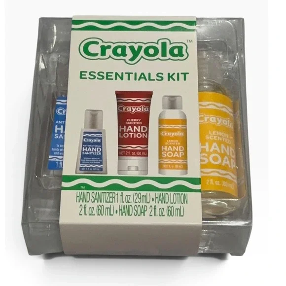 Crayola Essentials Kit 3pc Hand Sanitizer Hand Lotion and Hand Soap Set New