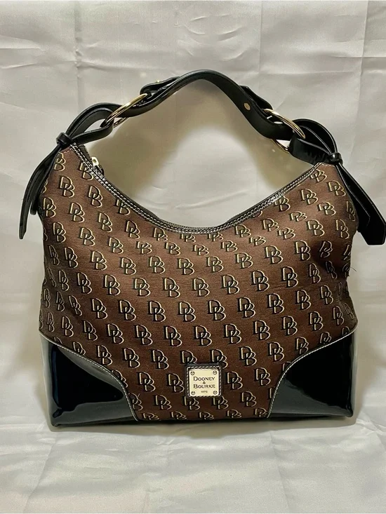 Dooney & Bourke Nikki Shadow Signature Monogram Hobo Bag, EUC