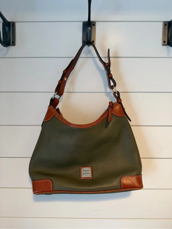 Dooney & Bourke Olive Green and Brown Leather Hobo